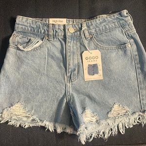 High rise distressed juniors Jean shorts